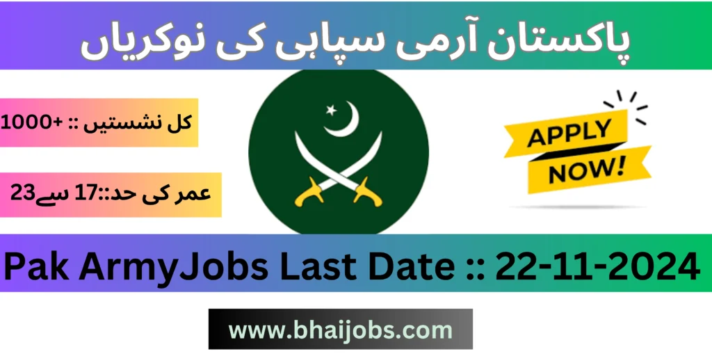 Pakistan Army Sipahi Jobs 2024